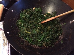 Greens in wok 1